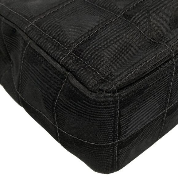 Auth CHANEL New Travel Line / Chocolate Bar Stitch Black Nylon Jacquard - Picture 6 of 14